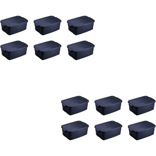 12 Pack 3 Gallon Stackable Storage Containers with Lids Durable Reusable Totes Organizing Home Garage Office Supplies