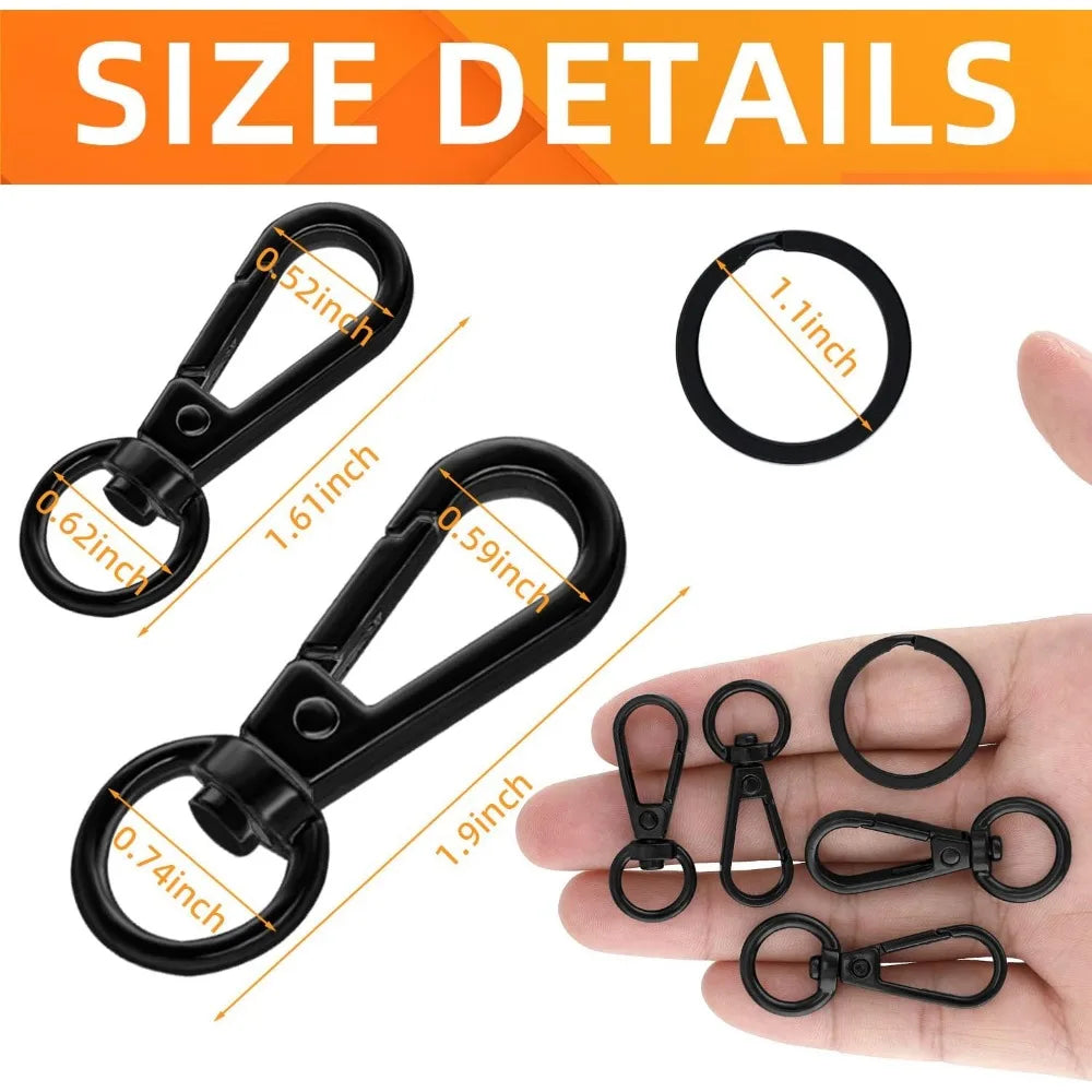 100 swivel clasps, lanyard buckles with key rings, swivel clasps, key chain hooks, 50 large and small swivel clasps