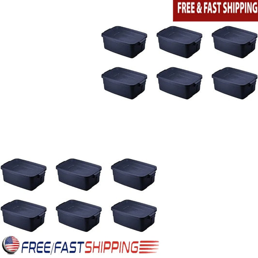 12 Pack 3 Gallon Stackable Storage Containers with Lids Durable Reusable Totes Organizing Home Garage Office Supplies